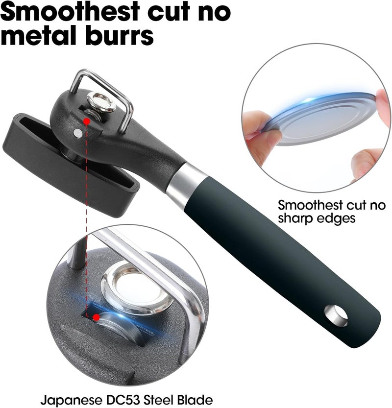 Beneno Can Opener, Manual Side Safe Cut Can Opener Smooth Edge with Durable Sharp Blade, Effort-Saving Knob & Comfortable Non-slip Handle, Green - Image 3